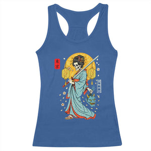 Horror Samurai Geisha Skull Racerback Tank Top Japanese Kimono And Katana TS12 Royal Blue Print Your Wear