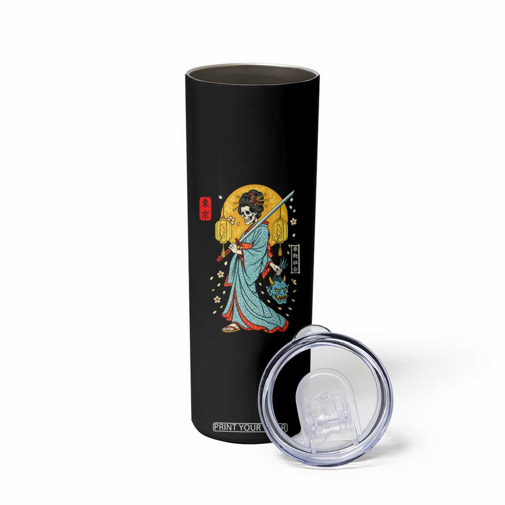 Horror Samurai Geisha Skull Skinny Tumbler Japanese Kimono And Katana TS12 Print Your Wear