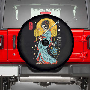 Horror Samurai Geisha Skull Spare Tire Cover Japanese Kimono And Katana TS12 Black Print Your Wear
