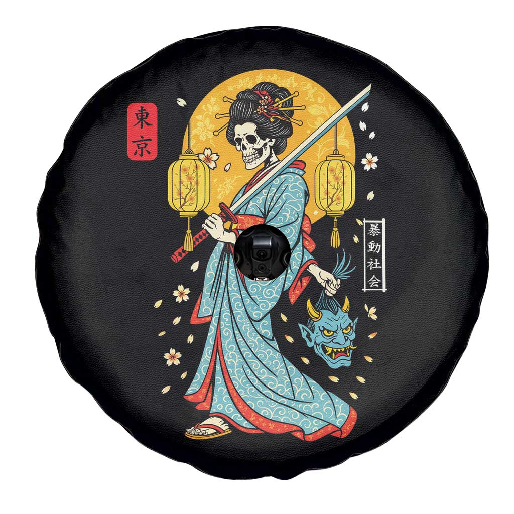Horror Samurai Geisha Skull Spare Tire Cover Japanese Kimono And Katana TS12 Print Your Wear
