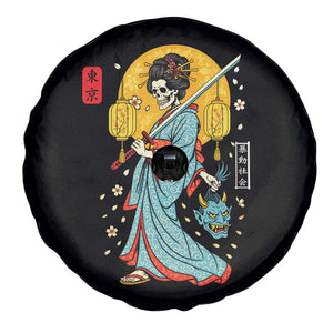 Horror Samurai Geisha Skull Spare Tire Cover Japanese Kimono And Katana TS12 Print Your Wear