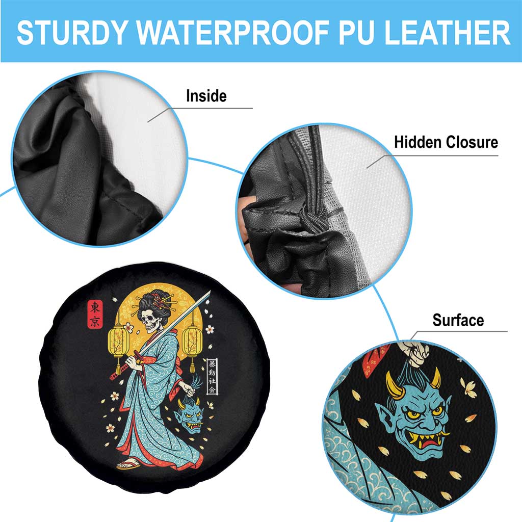 Horror Samurai Geisha Skull Spare Tire Cover Japanese Kimono And Katana TS12 Print Your Wear