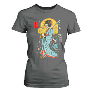 Horror Samurai Geisha Skull T Shirt For Women Japanese Kimono And Katana TS12 Dark Heather Print Your Wear