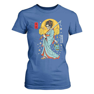Horror Samurai Geisha Skull T Shirt For Women Japanese Kimono And Katana TS12 Royal Blue Print Your Wear