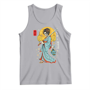 Horror Samurai Geisha Skull Tank Top Japanese Kimono And Katana TS12 Athletic Heather Print Your Wear
