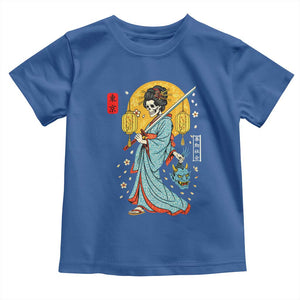 Horror Samurai Geisha Skull Toddler T Shirt Japanese Kimono And Katana TS12 Royal Blue Print Your Wear