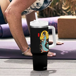 Horror Samurai Geisha Skull Tumbler With Handle Japanese Kimono And Katana TS12 Print Your Wear