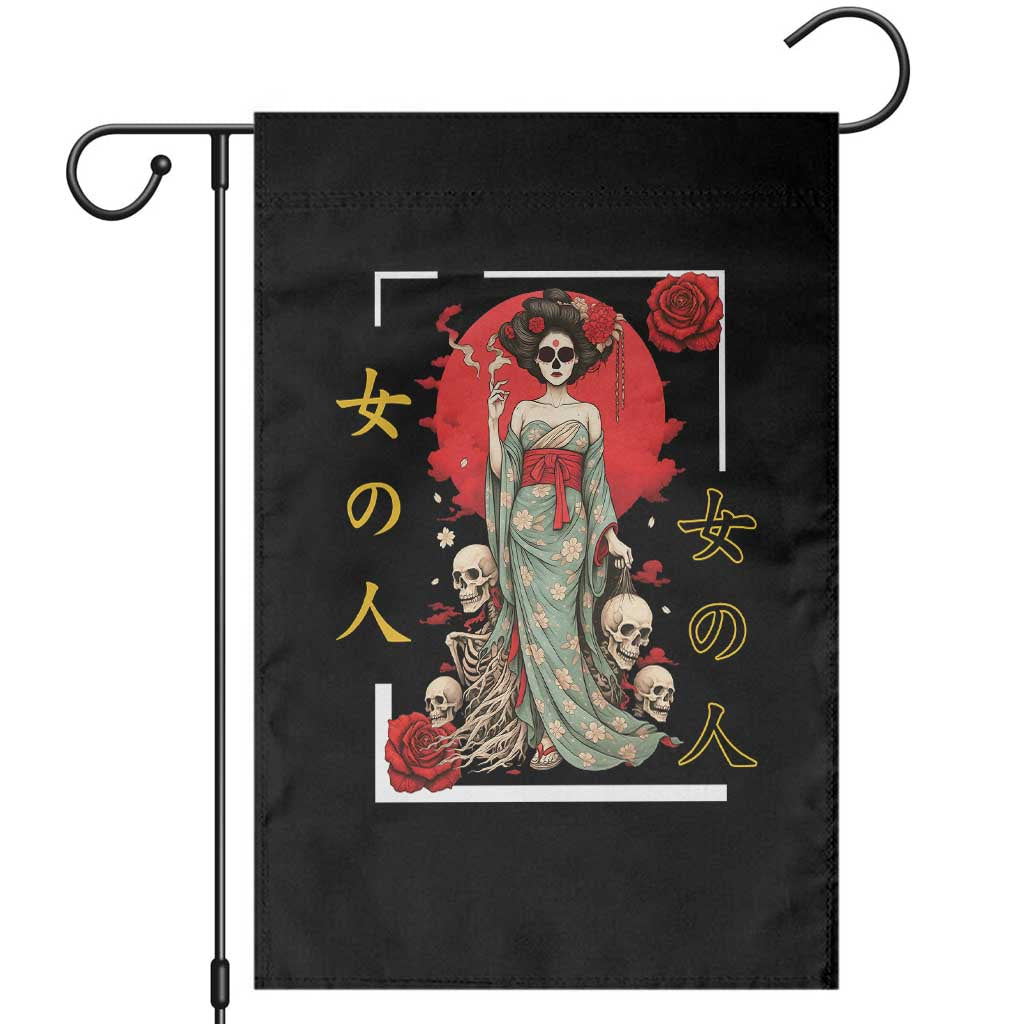 Gothic Japanese Geisha Skeleton Garden Flag Wearing Kimono TS12 Black Print Your Wear