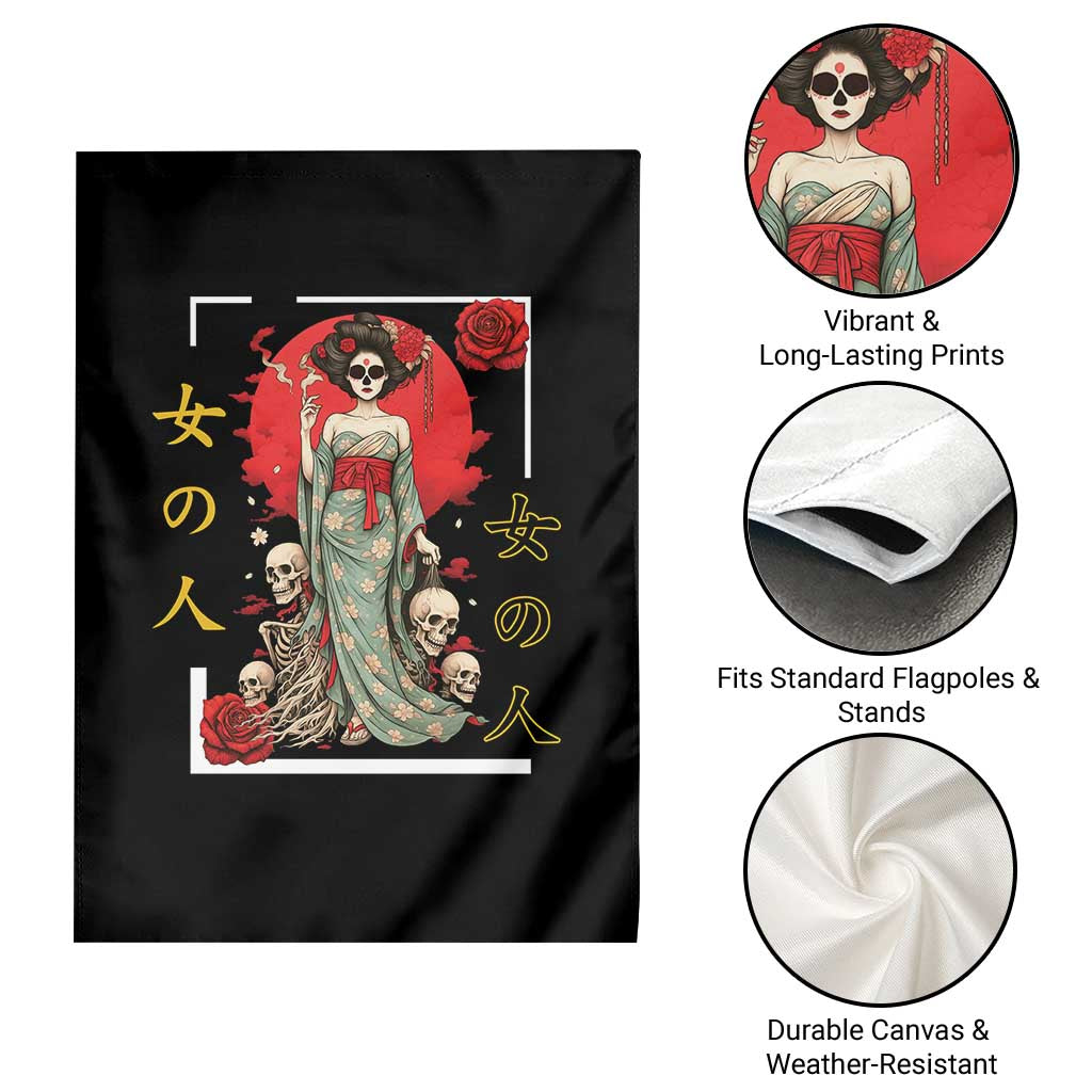 Gothic Japanese Geisha Skeleton Garden Flag Wearing Kimono TS12 Print Your Wear
