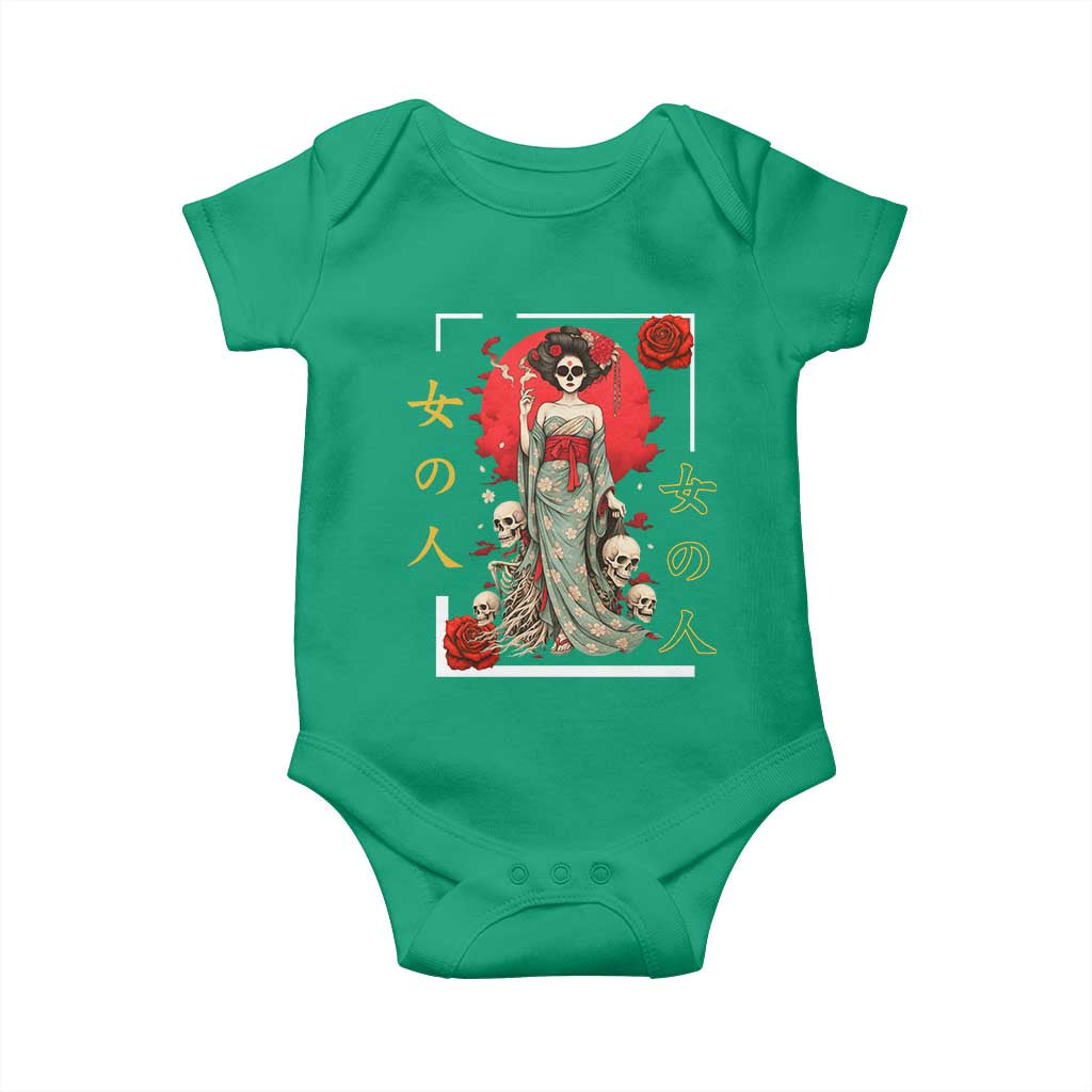 Gothic Japanese Geisha Skeleton Baby Onesie Wearing Kimono TS12 Irish Green Print Your Wear