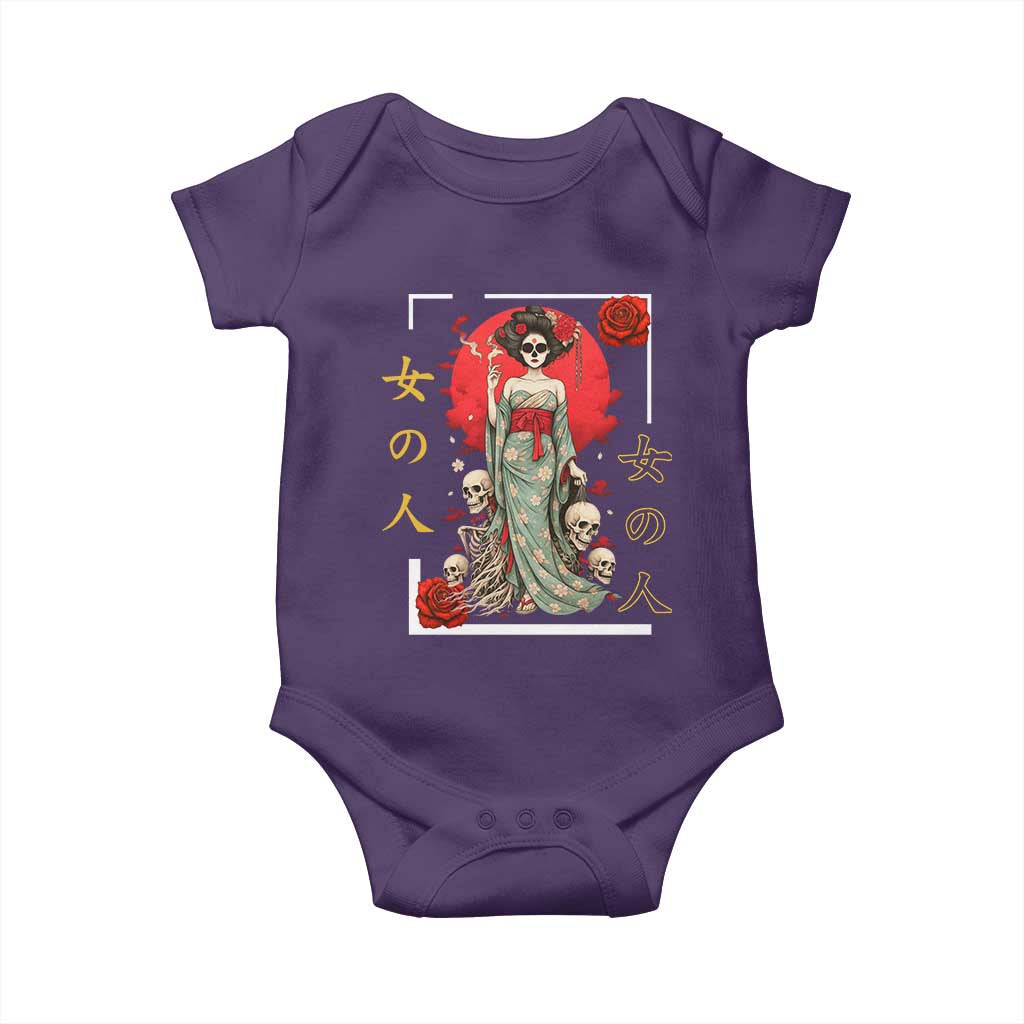 Gothic Japanese Geisha Skeleton Baby Onesie Wearing Kimono TS12 Purple Print Your Wear