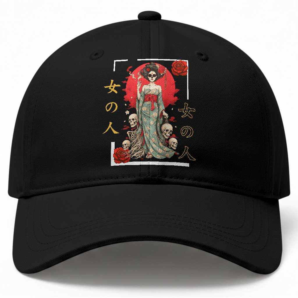 Gothic Japanese Geisha Skeleton Baseball Cap Wearing Kimono TS12 Print Your Wear
