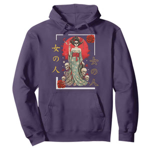 Gothic Japanese Geisha Skeleton Hoodie Wearing Kimono TS12 Purple Print Your Wear