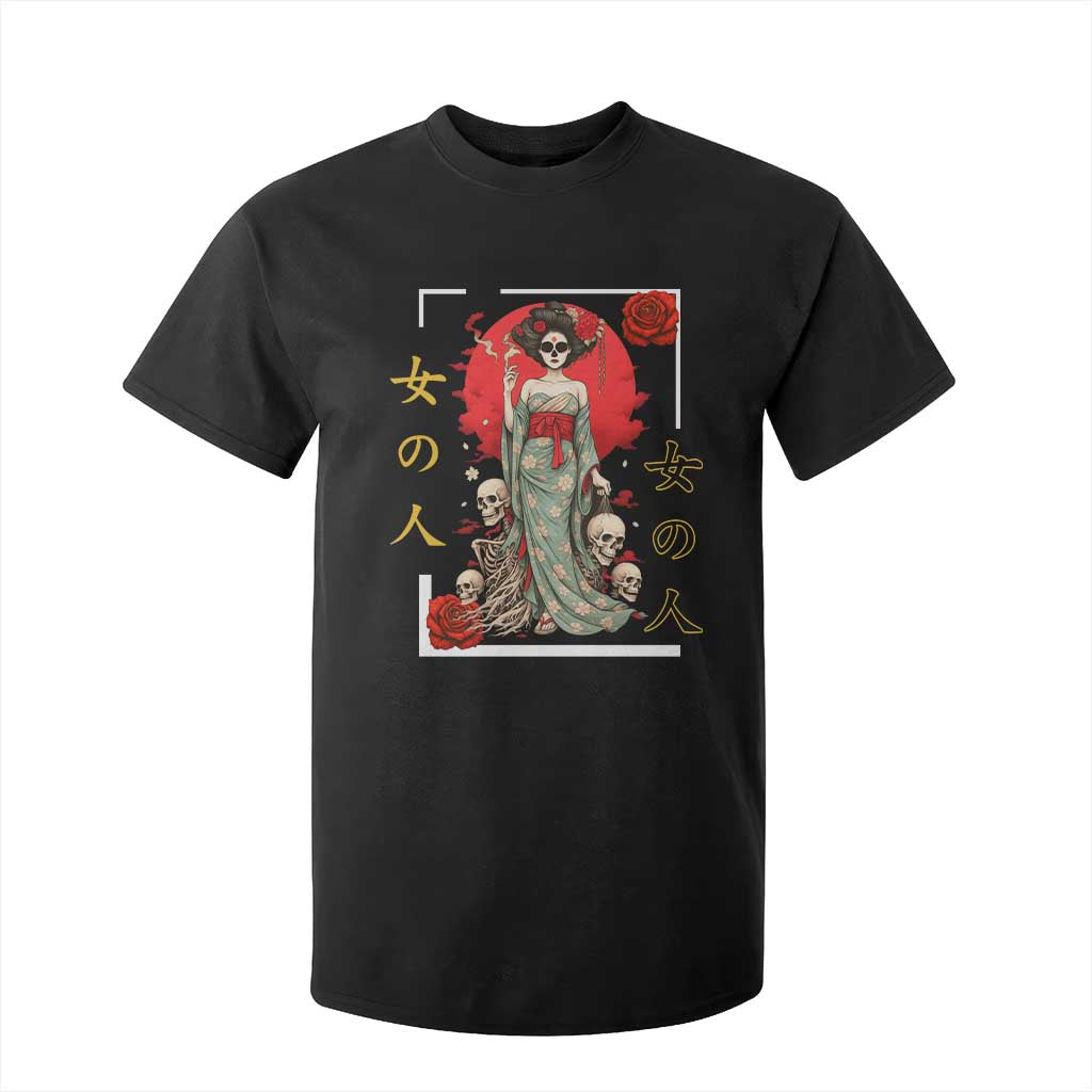 Gothic Japanese Geisha Skeleton T Shirt For Kid Wearing Kimono TS12 Black Print Your Wear