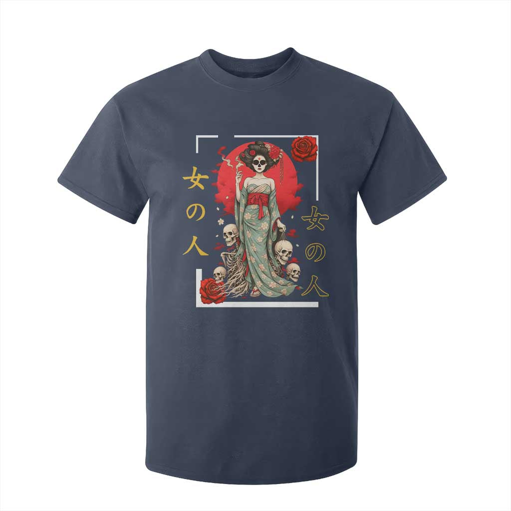 Gothic Japanese Geisha Skeleton T Shirt For Kid Wearing Kimono TS12 Navy Print Your Wear