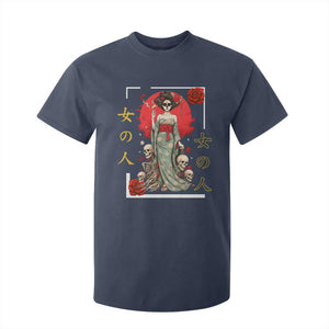 Gothic Japanese Geisha Skeleton T Shirt For Kid Wearing Kimono TS12 Navy Print Your Wear