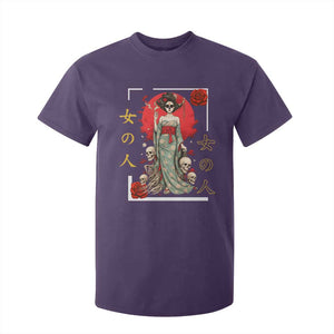 Gothic Japanese Geisha Skeleton T Shirt For Kid Wearing Kimono TS12 Purple Print Your Wear