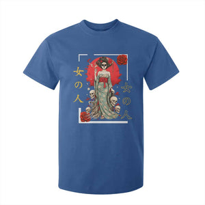 Gothic Japanese Geisha Skeleton T Shirt For Kid Wearing Kimono TS12 Royal Blue Print Your Wear