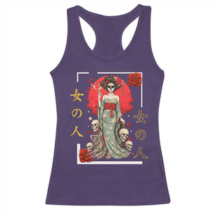 Gothic Japanese Geisha Skeleton Racerback Tank Top Wearing Kimono TS12 Purple Print Your Wear
