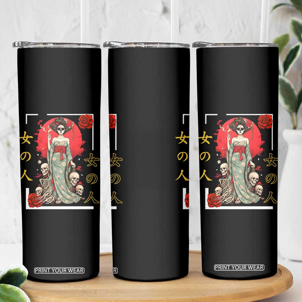 Gothic Japanese Geisha Skeleton Skinny Tumbler Wearing Kimono TS12 Print Your Wear