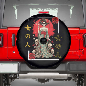 Gothic Japanese Geisha Skeleton Spare Tire Cover Wearing Kimono TS12 Black Print Your Wear