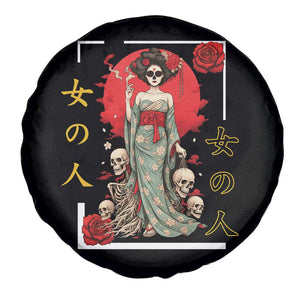 Gothic Japanese Geisha Skeleton Spare Tire Cover Wearing Kimono TS12 Print Your Wear