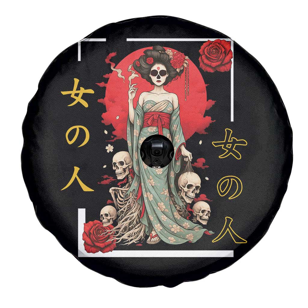 Gothic Japanese Geisha Skeleton Spare Tire Cover Wearing Kimono TS12 Print Your Wear