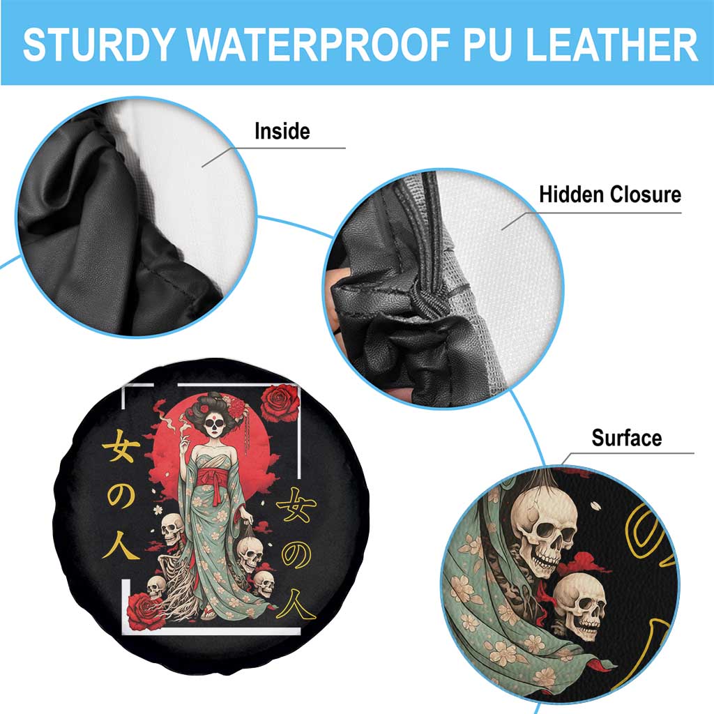 Gothic Japanese Geisha Skeleton Spare Tire Cover Wearing Kimono TS12 Print Your Wear
