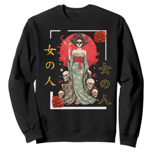 Gothic Japanese Geisha Skeleton Sweatshirt Wearing Kimono TS12 Black Print Your Wear
