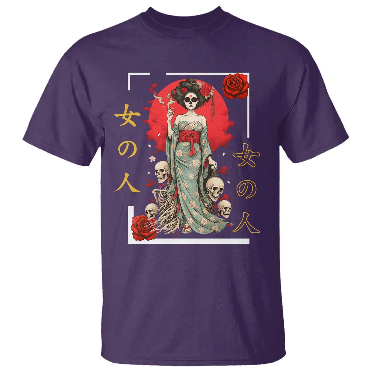 Gothic Japanese Geisha Skeleton T Shirt Wearing Kimono TS12 Purple Print Your Wear