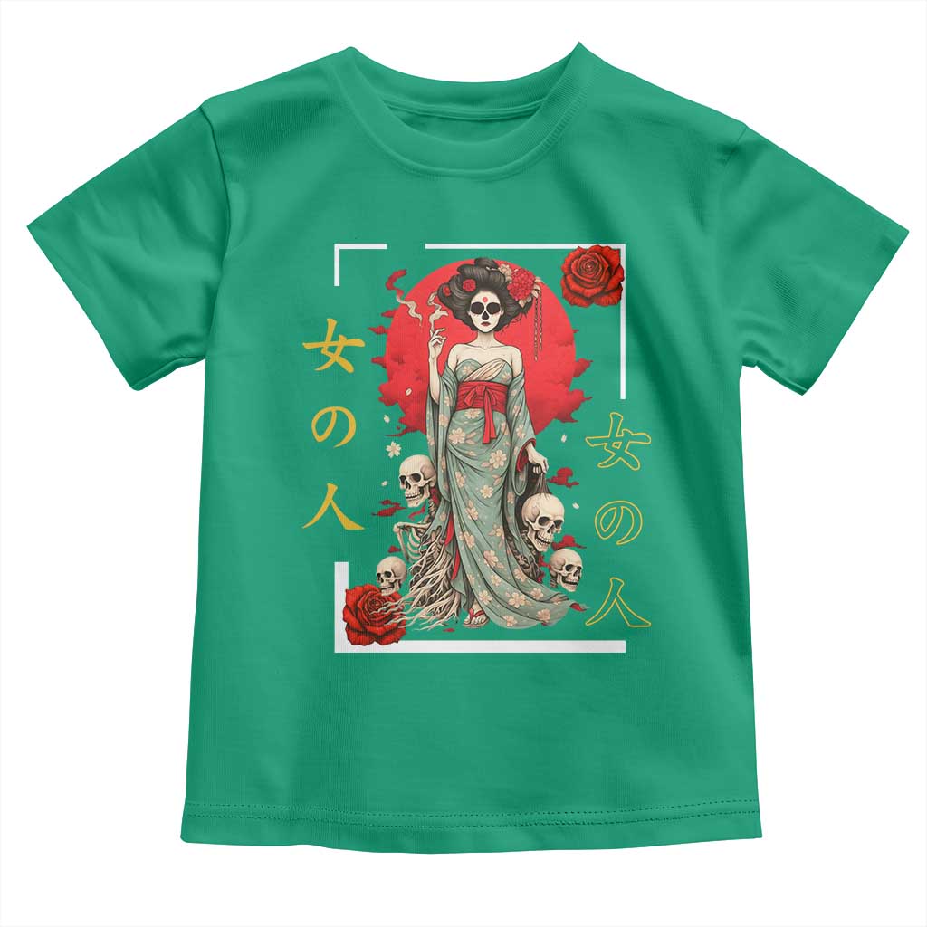 Gothic Japanese Geisha Skeleton Toddler T Shirt Wearing Kimono TS12 Irish Green Print Your Wear