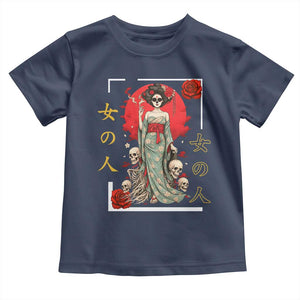 Gothic Japanese Geisha Skeleton Toddler T Shirt Wearing Kimono TS12 Navy Print Your Wear