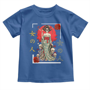 Gothic Japanese Geisha Skeleton Toddler T Shirt Wearing Kimono TS12 Royal Blue Print Your Wear