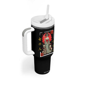 Gothic Japanese Geisha Skeleton Tumbler With Handle Wearing Kimono TS12 Print Your Wear