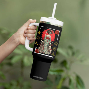 Gothic Japanese Geisha Skeleton Tumbler With Handle Wearing Kimono TS12 Print Your Wear