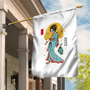 Gothic Samurai Geisha Skeleton Garden Flag Japanese Kimono And Katana TS12 Print Your Wear