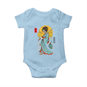 Gothic Samurai Geisha Skeleton Baby Onesie Japanese Kimono And Katana TS12 Light Blue Print Your Wear