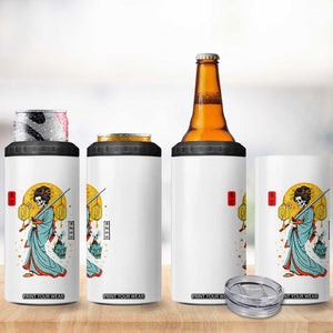 Gothic Samurai Geisha Skeleton 4 in 1 Can Cooler Tumbler Japanese Kimono And Katana TS12 Print Your Wear
