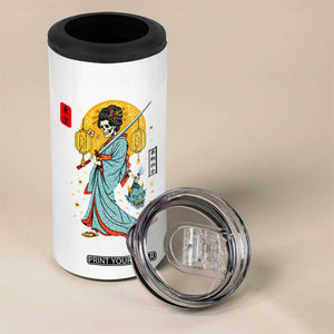 Gothic Samurai Geisha Skeleton 4 in 1 Can Cooler Tumbler Japanese Kimono And Katana TS12 Print Your Wear