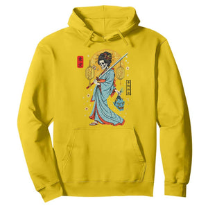 Gothic Samurai Geisha Skeleton Hoodie Japanese Kimono And Katana TS12 Daisy Print Your Wear