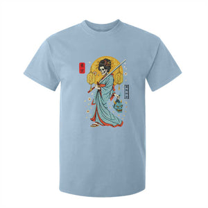 Gothic Samurai Geisha Skeleton T Shirt For Kid Japanese Kimono And Katana TS12 Light Blue Print Your Wear
