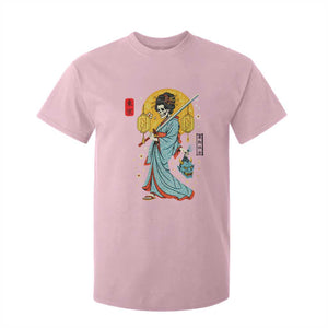 Gothic Samurai Geisha Skeleton T Shirt For Kid Japanese Kimono And Katana TS12 Light Pink Print Your Wear
