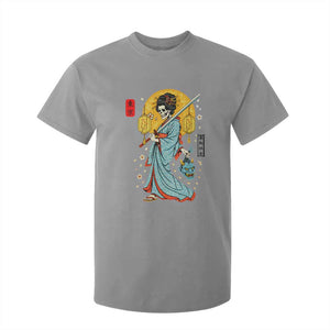 Gothic Samurai Geisha Skeleton T Shirt For Kid Japanese Kimono And Katana TS12 Sport Gray Print Your Wear