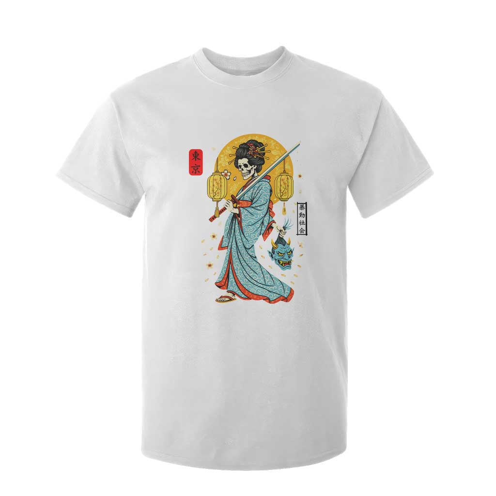 Gothic Samurai Geisha Skeleton T Shirt For Kid Japanese Kimono And Katana TS12 White Print Your Wear