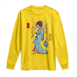 Gothic Samurai Geisha Skeleton Long Sleeve Shirt Japanese Kimono And Katana TS12 Daisy Print Your Wear