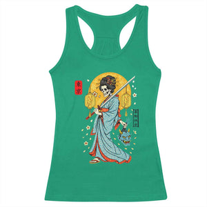 Gothic Samurai Geisha Skeleton Racerback Tank Top Japanese Kimono And Katana TS12 Irish Green Print Your Wear