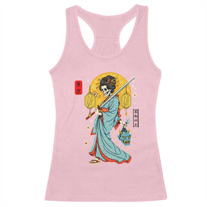 Gothic Samurai Geisha Skeleton Racerback Tank Top Japanese Kimono And Katana TS12 Light Pink Print Your Wear