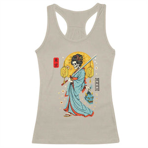 Gothic Samurai Geisha Skeleton Racerback Tank Top Japanese Kimono And Katana TS12 Sand Print Your Wear