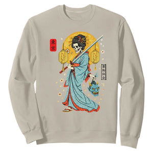 Gothic Samurai Geisha Skeleton Sweatshirt Japanese Kimono And Katana TS12 Sand Print Your Wear