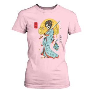 Gothic Samurai Geisha Skeleton T Shirt For Women Japanese Kimono And Katana TS12 Light Pink Print Your Wear
